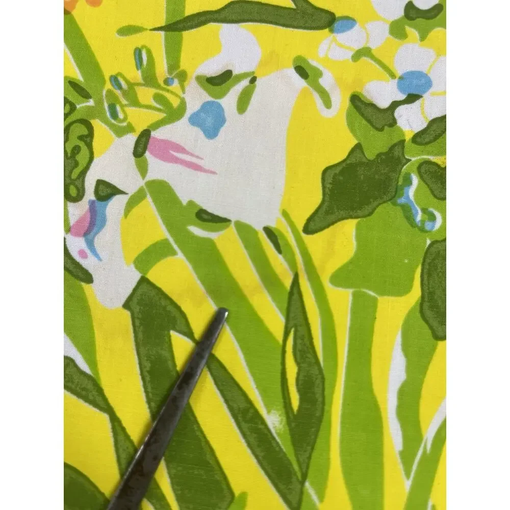 Mod Floral Print Cloth Napkins 10pc Set Square Mid Century 1960s 1970s